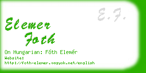 elemer foth business card